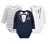 Tortor 1bacha(JP) 男女兼用 ロンパース ベビー 女の子 長袖 3枚セット 綿100% カバーオール 男の子 可愛い ベビー服 春秋 出産祝い 誕生日 プレゼント ネイビー