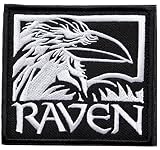 ワッペン カラス RAVEN（からす） マジックテープ（ベルクロ・面ファスナー）着脱式 ミリタリー サバゲー 刺繍パッチ (グレー)