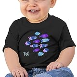 魚 水彩画 動物 描く 水泳子供服 ベビーTシャツ 半袖 男の子 女の子 クルーネック カジュアル