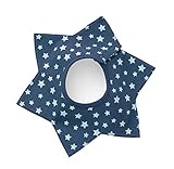 (ZEAMO） スーパービブ/スタイ お食事用ビブ 花柄 回転可能 可愛いよだれかけ 3－３６ヶ月 (ダークブルー)