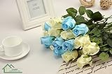 Coobl人工シルクフラワーLoverローズフラワーウェディングブーケ花嫁Holding Garlands Vine Plant花嫁DIY花アートホーム装飾（12pcs） ブルー A