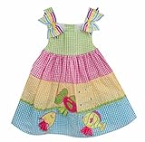 Rare Editions Girls Rainbow Seersucker魚サンドレス( 12 m-4t )