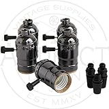 Set of 5 Metal Shell Nickel Black Medium Base Incandescent Brass Vintage Light Socket Lamp Holder wi