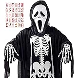 「circle chocolate」コスプレ 衣装 ハロウィン 仮装 ホラー 骸骨 お化け 定番 「マスク+骸骨マント＋手袋」３点セット コスチューム 大人用 (大人用)