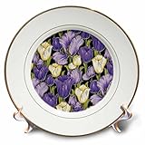 CP _ 60528フローレン花柄抽象 – OrientalパープルNアイボリーIrises – プレート 8 inch Porcelain Plate cp_60528_1