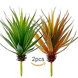 Supla 2pcs人工アロエ多肉植物Picks、グリーンと秋グリーン7.8 "高X 7 "花