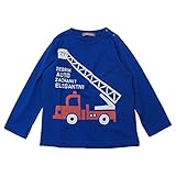 【H28年春物】 nico hrat(ニコフラート) 製品洗い加工済み 42/2天竺消防車Pt長袖Tシャツ 80cm/BL NO.B-260201