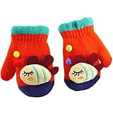 (FTzone)かわいいユニセックスキッズスーパー暖かいウールニット手袋・ミトン1歳2歳3歳4歳5歳 (魚) (橙)