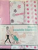 Butterflies & Ladybugs, Polkadots & Pink Muslin Swaddle Blankets from Lollypop by Manhattah Kids