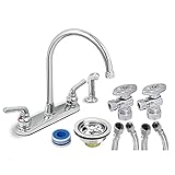 Everflow Supplies KFKT17188-20 Complete Installation Kit Lead Free Two-Handle Kitchen Faucet with Sp