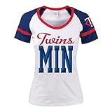 MLB Minnesota Twins SS Uネックラグランwithスリーブストライプ挿入 L ホワイト