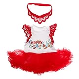【ノーブランド品】 ハッピーバースデー　虹　幼児　ベビーボディスーツ　ドレス　クラウン　ヘッドバンド　ロンパース　出産祝い　全４サイズ - S