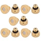 uxcell ミストノズル　霧ノズル　ゴールド　流速80-300ml/分　オリフィス直径0.5mm　10個入り