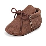 z-tユニセックスベビー男の子女の子モカシンタッセルPUレザー滑り止めSoft Sole Crib Shoes Prewalker カラー: ブラウン