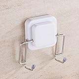 labkiss lk036 Modermバスルーム強力吸盤電源ローブタオルフック、ホワイト、接着剤、頑丈、壁マウントタオルホルダー&ブラケット、2フック