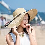 Hatrita-J 夏は清新に太陽の帽子の女の欧米の編ま麦わら帽子帽子の海辺の観光旅行の日の日焼け止めの砂浜帽子を b