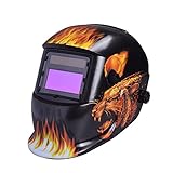 Nuzamas 太陽電源自動暗く溶接ヘルメット マスク溶接顔の保護アーク Tig Mig 研削プラズマ切断調整可能な日陰範囲 DIN4/9-13 UV/IV 保護 DIN16 ヒョウと火
