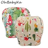 OHBABYKAスイム布 水遊びパンツ スイムパンツ おむつ 2点セット 0-3歳 赤ちゃん用 水着 再利用可能 ボタンでサイズ調整可能 防水外層 ポリエステルメッシュ内層 オムツカバー スイミング教