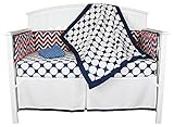 Red White and Blue Chevron and Dots 5 Piece Crib Bedding Set with Bumper by Bacati