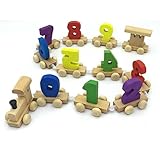 JIALEEY Wooden Numbers Train Toys Preschoolers Learning Educational Toy Figures Railway Model Set fo