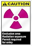 Exclusion Area Radiation Exposure Permit Required For Entry Caution Sign - 10" wide x 14" tall [並行輸入