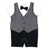ベビー 子供服 カバーオール 半袖 フォーマル ロンパース スーツ 蝶ネクタイ ベスト ジレ ブラック 70cm 20562206BK70
