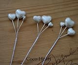 ~Coco Heart~  トリプルハートピック　ホワイト　３本セット(リース・プリザ・ドライフラワー）