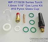 CHNsalescom 10個のTIG溶接スタッビガスレンズ＃10パイレックスカップキットfor Tig WP-17/18/26 1/16