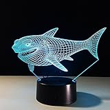3dナイトライト、Laka 3dビジュアル化イリュージョンLEDテーブルライトwithタッチボタン、7色の変更Touchデスクランプ寝室子供部屋装飾またはギフト( Shark )