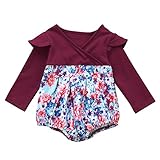 (プタス)Putars ベビー服 子供服 ロンパース 女の子 長袖 フリル 花柄 可愛い 秋 冬 新生児 歩行服 出産お祝い 記念日 プレゼント 3-18ヶ月