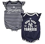 ニューヨーク・ヤンキースチームSparkle新生児Navy 2 pc。Onesie Set ブルー