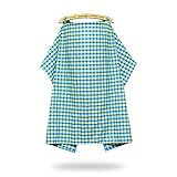 授乳ケープ ポンチョ ワイヤー入り 授乳エプロン 調節可能 綿100％ 通気性 肌触り良い 持ち運び便利 収納ポーチ付き 2色 Yonimo (緑)