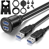 Drmtru スズキ 新型ジムニー&シエラ 車用 USB3.0延長パネル フラッシュマウントケーブル USB×２ソケットキット 防水ケーブル ダッシュボードキット 2サイズ選ぶ - 1メートル (2 USB)
