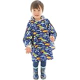 小川(Ogawa) kukkahippo お着替えらくらくレインポンチョ キッズ おさかな 男の子 女の子 カバさんの反射プリント付き 顔が見える透明窓付き おしゃれなウッドボタン付き スナップボタンで脱ぎ着が簡単 カバさん型の収納カバン付き 傘とレ