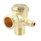 SODIAL 2/5インチ 3/8インチPT 1/2インチPTオスねじ3ウェイメタルエアーコンプレッサーチェックバルブゴールドトーン
