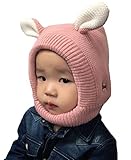 (ビグッド)Bigood 可愛い ベビー帽子 キッズ 耳あて 子供用キャップ 女の子 男の子 耳付き ネックウォーマー カジュアル お出かけ 防寒（ピンク）