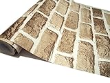 DIY 上質 壁紙 シール タイプ レンガ 簡単 貼付 45 cm × 10 m おしゃれ リフォーム ウォール ステッカー 防水 アンティーク ライト ブラウン 模様替え