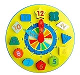 【zuruki】 遊んで 勉強 ☆ ウッド クロック 木のおもちゃ 積み木 はめ込み パズル 知育玩具 (大)
