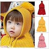 【Yusongirl】子供 用 ニット帽子と色ランダム防寒グローブ2点 セット品 うさぎちゃん風 ニット帽 ベビー キッズ 赤ちゃん かわいい ＆色ランダム防寒グローブ あたたかい手袋セット (イエロ