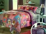 Adorable 2pc Girl Pink Purple Peace Princess Leopard Puppy Kitten Twin Comforter Set [並行輸入品]
