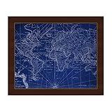 世界地理マップ – フラットFrench Essay D 'une Carta Reduite Globe Terrestre inブルー壁アートプリント 20x24 BHS0000090FRM20X