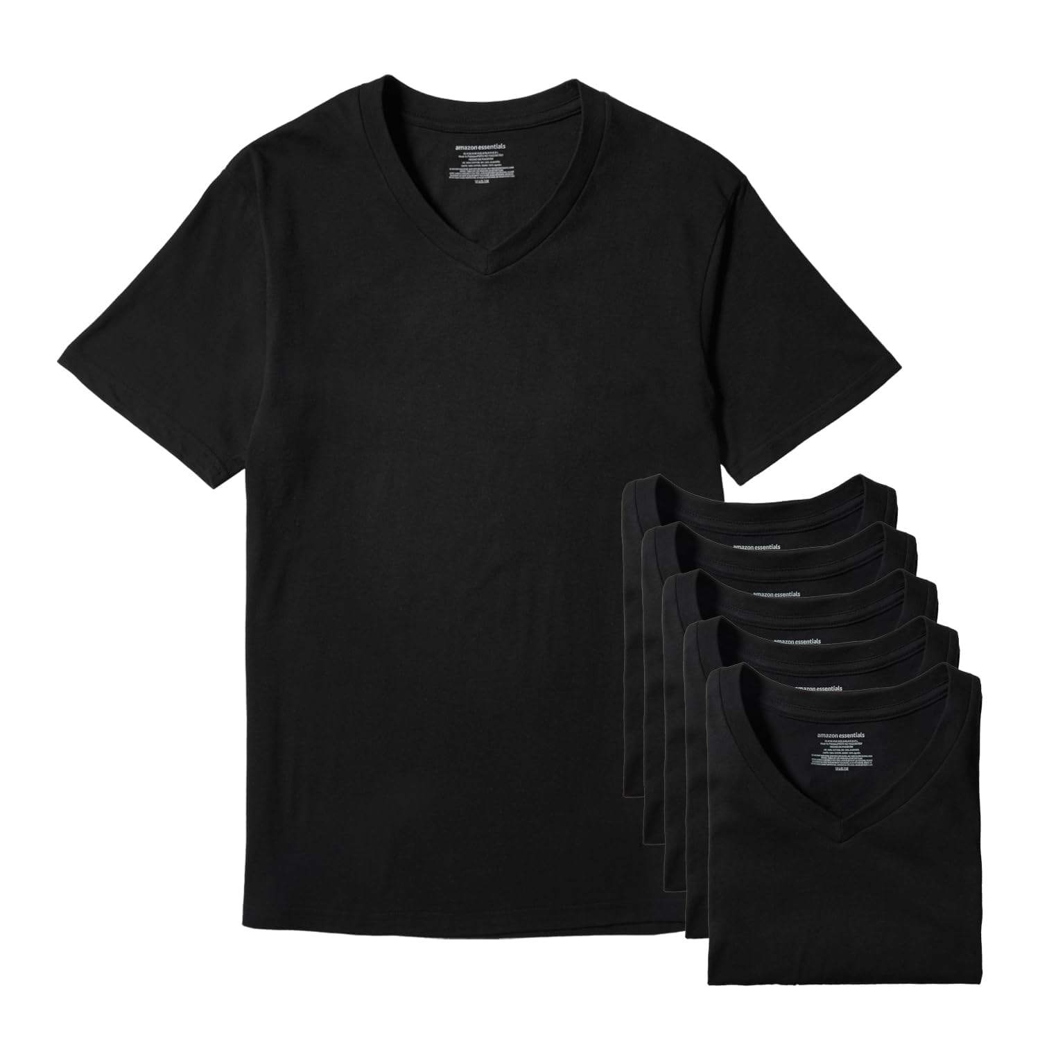 【プライムデー】【55%OFF】【1,357円（定期便円）】 Amazon Essentials メンズ Vネック 綿100% 半袖Tシャツ 6枚組