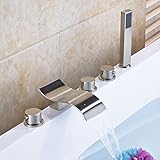 Rozinつや消しニッケルBathtub Faucet 3ノブミキサータップwithハンドヘルドスプレー RZ6112807