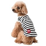 EDWIN エドウィン ドッグシャツ タンクトップ ボーダー | 袖なし ブランド 犬 犬服 小型犬 かわいい 可愛い シンプル 抗菌 ドッグウェア 犬服 通年使える ドッグウェア 室内着 犬 車内 犬服 お散歩 お出かけ アウトドア 旅行 ブランド (ブラック, L)