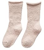 Plus Nao(プラスナオ) 靴下 ソックス キッズ 子供靴下 キッズソックス もこもこ 厚手 無地 シンプル クルーソックス 小物 カジュアル 約7-10歳 ベージュ