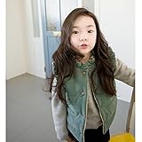 子供服 韓国風 リバーシブル ベスト 女の子 袖なし 綿入れ 秋冬 キッズ トップス 緑100cm