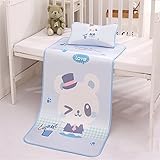 QD-BYM ベビーシーツ 夏 お昼寝マット 枕付き 2セット アイスシルク 60*120cm 冷感パッド ひんやり 敷パッド 冷感 マット 洗える ベビー 動物 暑さ対策 快適 オススメ