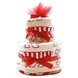 LISA LARSON | おむつケーキ 2段 女の子 男の子 出産祝い 名入れ パンパース (パンパースS, レッド(赤・猫))