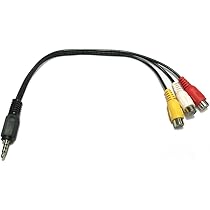 RCA変換ケーブル 3RCAオス端子 3.5mmL字型ステレオミニプラグ(4極) 3.5mm⇔RCA変換ケーブル20cm 3極3.5mm(オス)L型端子⇔RCA(オス