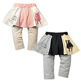 (ピンク/80cm)ベビー服 女の子 スカッツ ボトム ミニ裏毛 ネコプリント 配色切替 ウエストゴム 女児 ベビー